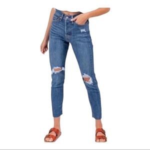 ZARA WOMAN Premium Denim Distressed High Rise Straight Step Off Hem Jeans Size 4